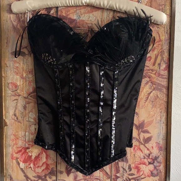 NWOT TRASHY LINGERIE LA BLACK SWAN BIRD FEATH BLACK CORSET COSPLAY 32D BODYCON - Picture 9 of 16